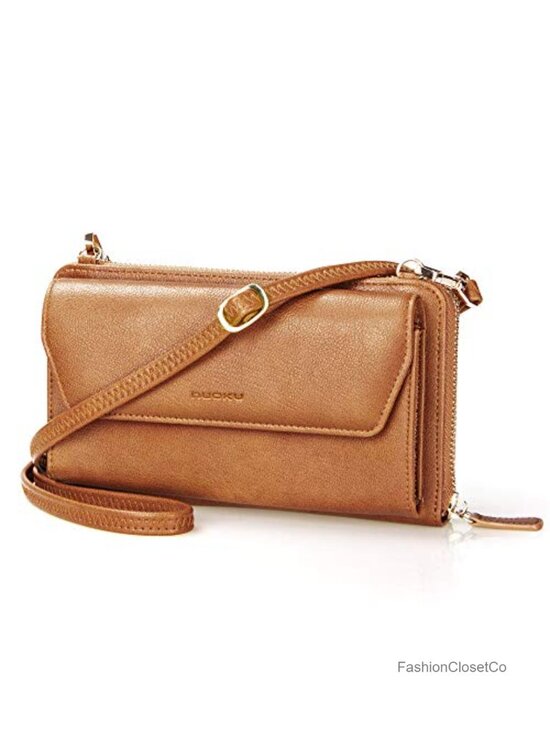 Handbags - RFID Blocking Wristlet Wallet, Zip-Around Crossbody Clutch with 2 Removable